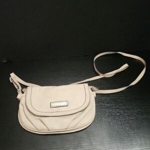 ROSETTI purse Crossbody Bag Light‎ Beige Saddle Flap Adjustable Strap Minimalist